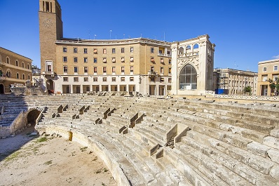 At the Roman amphitheater in Piazza Sant'Oronzo in Lecce Apulia Italy